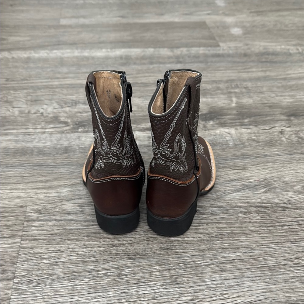 Brown Leather cowboy boots with a side zipper - Picture 4 of 7